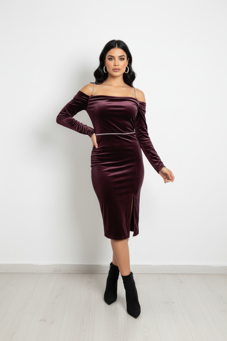 فستان مخمل رسمي 3 الوان