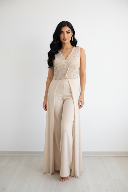 طقم بنطلون شارليستون وبلوزة مع شيفون