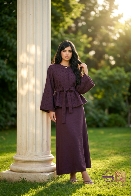 طقم تنورة لونين